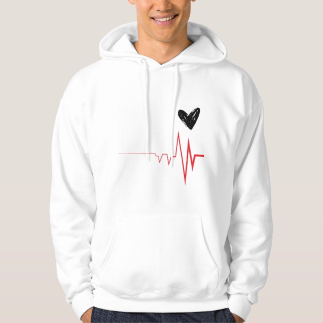 Minimalistischer Herzschlag & Herzdesign Hoodie T  (Vorderseite)
