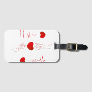 Minimalistischer Herzschlag und Hände Liebe Tasse Gepäckanhänger