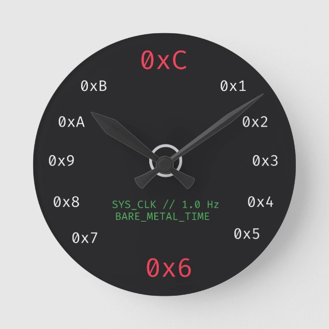 Minimalistischer Hexadezimalcode Dunkle Programmie Runde Wanduhr (Vorderseite)