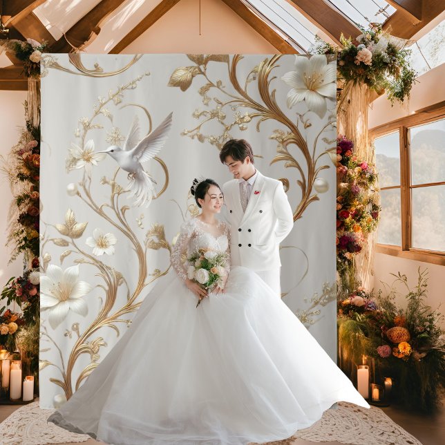 Minimalistischer Hintergrund von White Hummingbird Wandteppich (Von Creator hochgeladen)