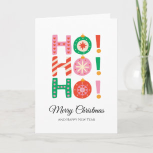 Minimalistischer Ho Ho Ho Frohe Weihnachten & Neue Karte