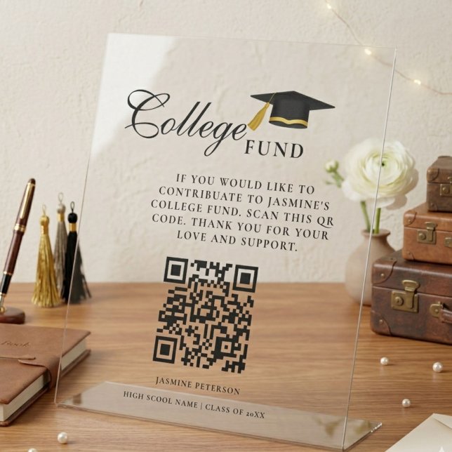 Minimalistischer Hochschulfonds QR-Code-Schild Abs Acrylschild (Von Creator hochgeladen)