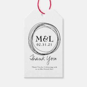 Minimalistischer Hochzeits-Danke-Schwarz-Weiß-Ring Geschenkanhänger