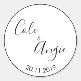 Minimalistischer Hochzeitsaufkleber mit dünner Lin Runder Aufkleber