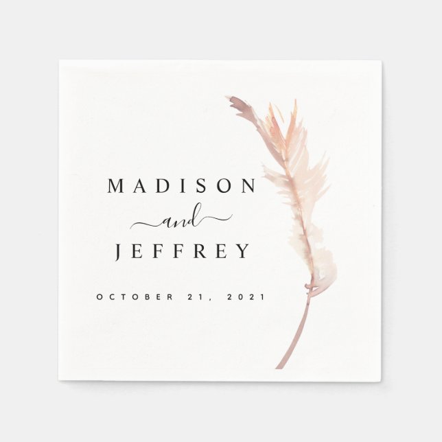 Minimalistischer Hochzeitscocktail aus Blush Pampa Serviette (Vorderseite)