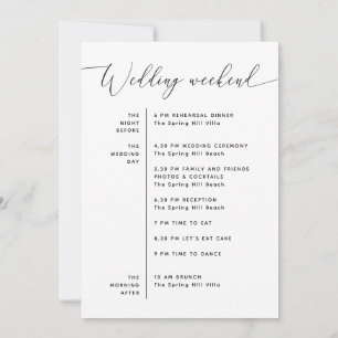 Minimalistischer Hochzeitsplan Wochenend-Zeitpla Einladung