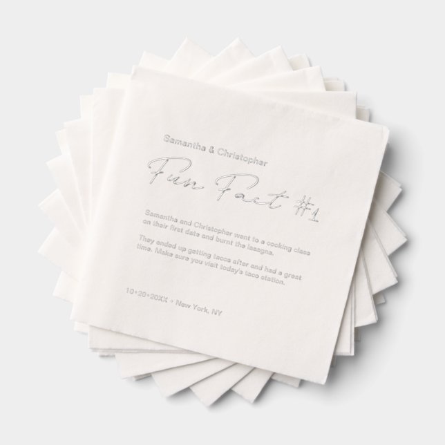 Minimalistischer Hochzeitsspass - Custom Silver Servietten Mit Folie (Insitu (Gestapelt))