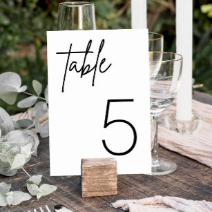 Minimalistischer Hochzeitstisch in Schwarz und Wei Tischnummer