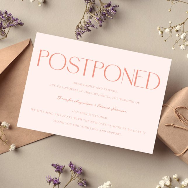 Minimalistischer Hochzeitsupdate-Peach Einladung (Von Creator hochgeladen)