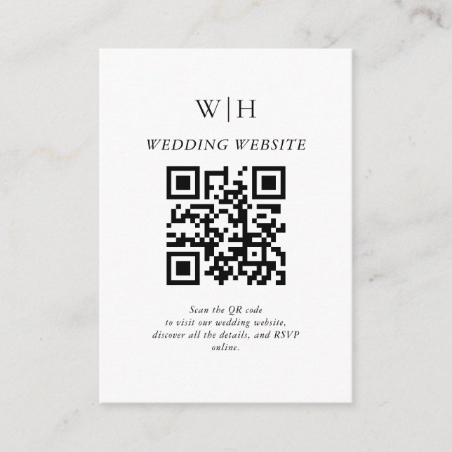 Minimalistischer Hochzeitswebsite-QR-Code  Begleitkarte (Vorderseite)