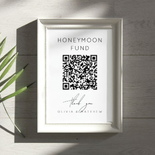 Minimalistischer Honeymoon Fund + QR Code Hochze Poster