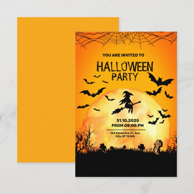 Minimalistischer Horror Halloween Einladung (Vorne/Hinten)
