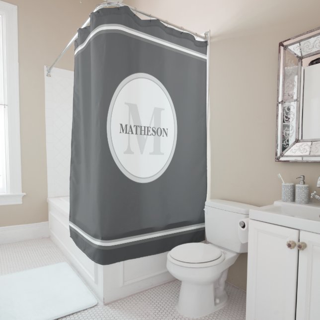 Minimalistischer Hotel-Monogramm-Vorhang Chic Grey Duschvorhang (Beispiel)
