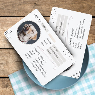 Minimalistischer Hund-ID-Karte Schwarz/Weiß - Mitg Ausweis