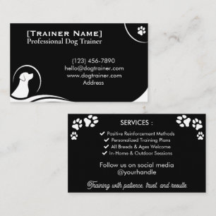 Minimalistischer Hundetrainer Elegant Schwarz & We Visitenkarte