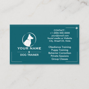 Minimalistischer Hundetrainer Individuelle schwarz Visitenkarte