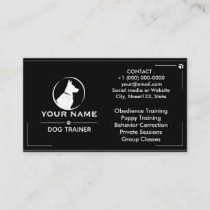 Minimalistischer Hundetrainer Individuelle schwarz Visitenkarte