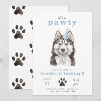 Minimalistischer Husky Hund Einladung | Pawty
