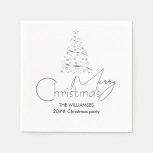 Minimalistischer Hygge-Schwarz-Weiß-Weihnachtsbaum Serviette