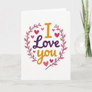 Minimalistischer Ich liebe dich Kranz Karte