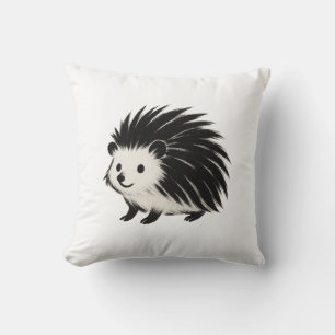 Minimalistischer Igel - Schwarzes Farbmuster Kissen
