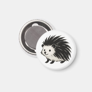 Minimalistischer Igel - Schwarzes Farbmuster Magnet