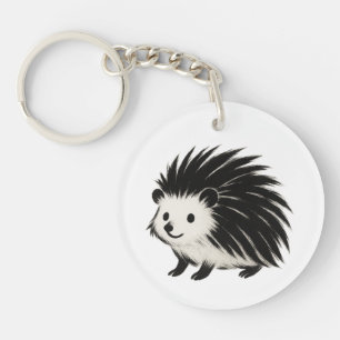 Minimalistischer Igel - Schwarzes Farbmuster Schlüsselanhänger