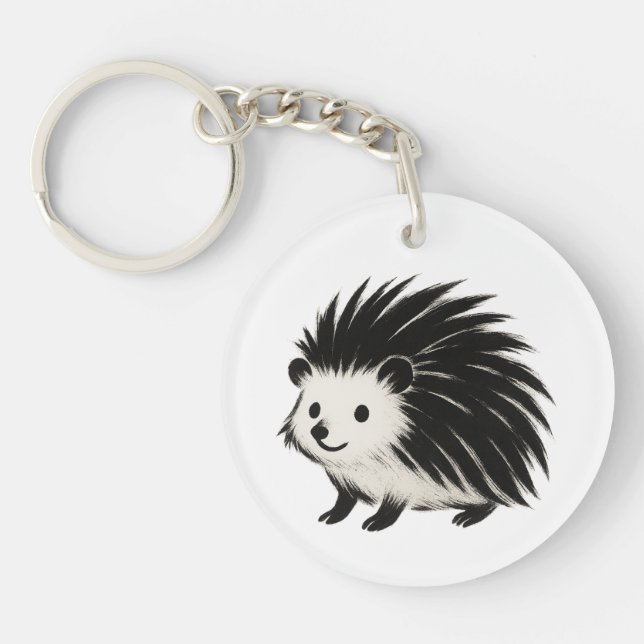 Minimalistischer Igel - Schwarzes Farbmuster Schlüsselanhänger (Vorderseite)