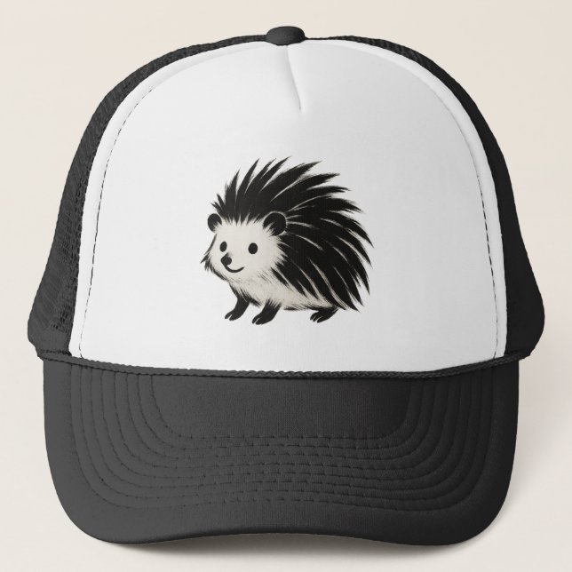 Minimalistischer Igel - Schwarzes Farbmuster Truckerkappe (Vorderseite)