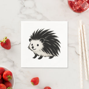 Minimalistischer Igel – Tierdesign in schwarzer Ti Serviette