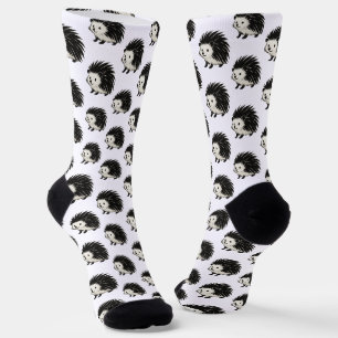 Minimalistischer Igel – Tierdesign mit schwarzer T Socken