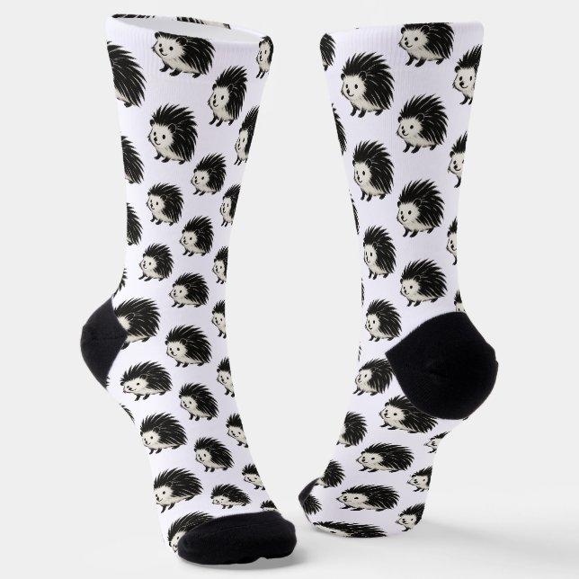 Minimalistischer Igel – Tierdesign mit schwarzer T Socken (Gewinkelt)