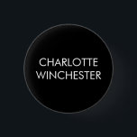 Minimalistischer individuelle Name Button<br><div class="desc">Individuelle Name Text monogramm Schwarz-Weiß minimalistisch Moderne elegante schlichte Name Tag,  Abzeichen,  Button,  Taste</div>