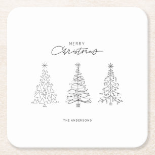 Minimalistischer Individuelle Name der Weihnachtsb Rechteckiger Pappuntersetzer