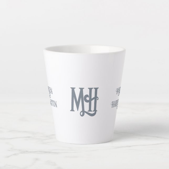 Minimalistischer Individuelle Name und Monogramm Milchtasse (Vorderseite)