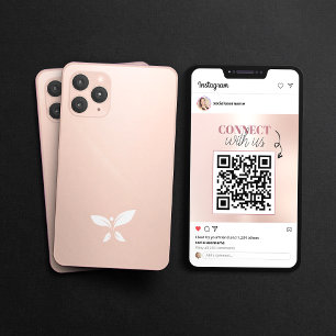 Minimalistischer Instagram-Post-QR-Code-Rose-Gold- Visitenkarte