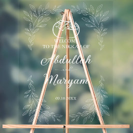 Minimalistischer islamischer Hochzeitseingang der  Acrylschild