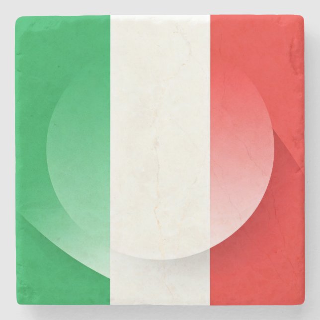 Minimalistischer italienischer Flaggen-Untersetzer Steinuntersetzer (Vorderseite)