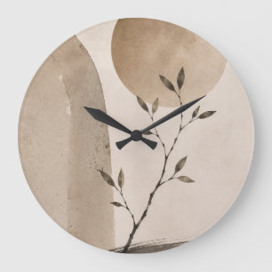 Minimalistischer Japandi-Aquarell-Zweig-Uhr Große Wanduhr