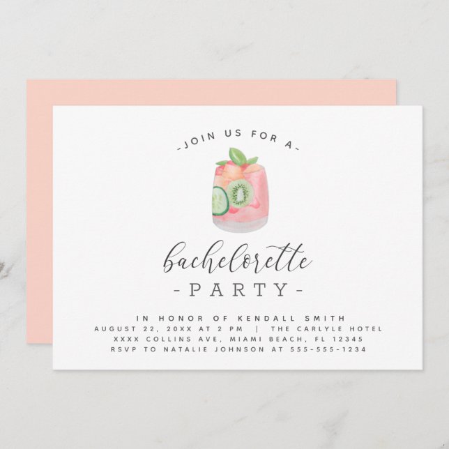 Minimalistischer Junggeselinnen-Abschied Einladung (Vorne/Hinten)