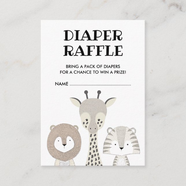 Minimalistischer Jungle Safari Baby Diaper Raffle  Begleitkarte (Vorderseite)