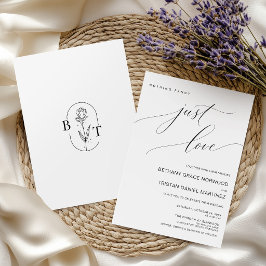 Minimalistischer Just Love Hochzeitsflorales Monog Einladung