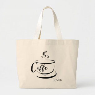 Minimalistischer Kaffeeliebhaber Dampfende Tasse C Jumbo Stoffbeutel