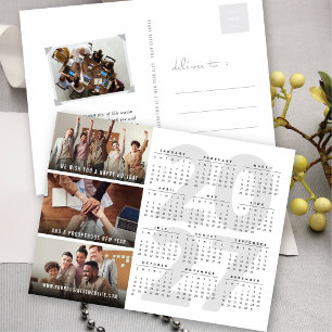 Minimalistischer Kalender 2027 Neujahr 3 Foto-Coll Feiertagspostkarte