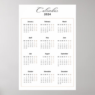 Minimalistischer Kalender für 2024 Poster