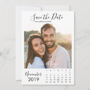 Minimalistischer Kalender Save the Date mit Foto