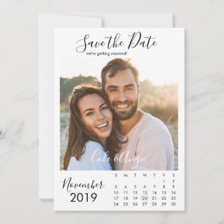 Minimalistischer Kalender Save the Date mit Foto