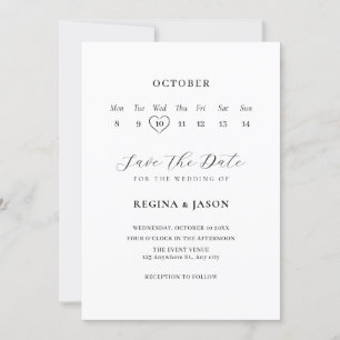 Minimalistischer Kalender zum Speichern des Datums Save The Date