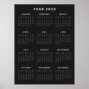 Minimalistischer Kalenderposter 2025 Poster