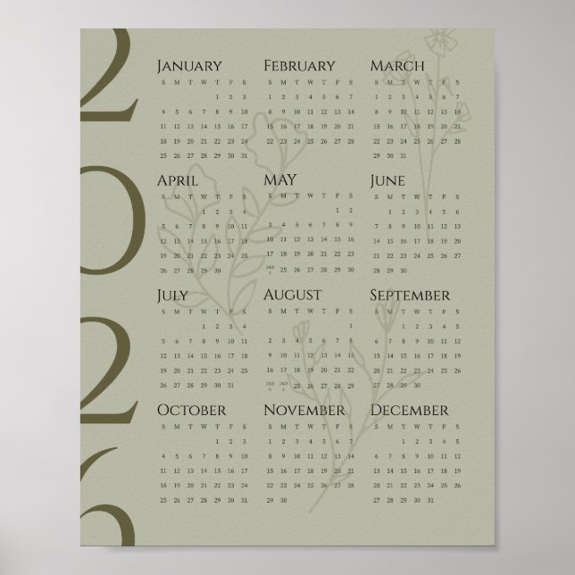Minimalistischer Kalenderposter 2026 Poster (Vorne)